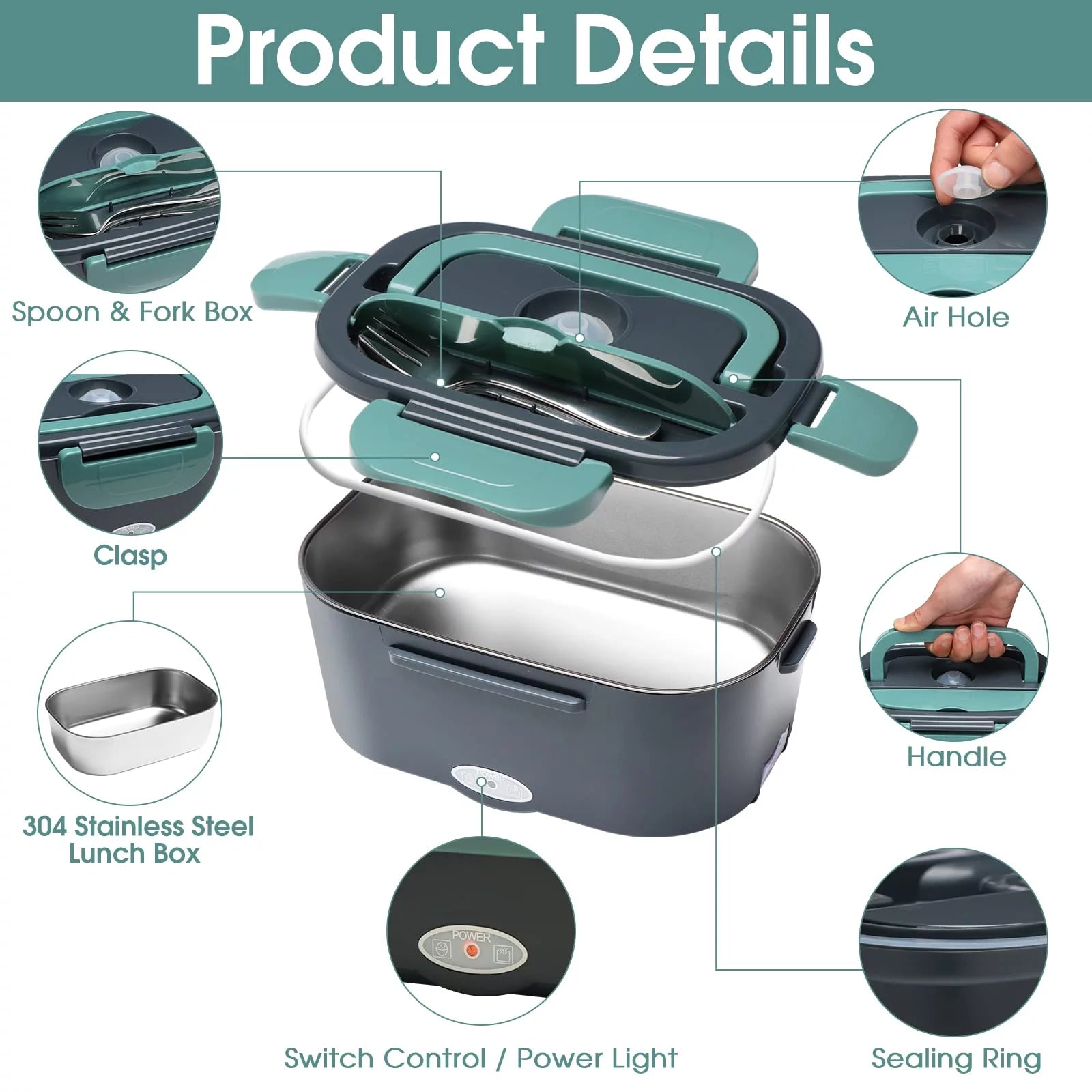 3-in-1 Electric Lunch Box Food Heater – Portable Food Warmer for Car, Office & Home