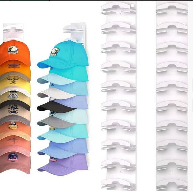 Hat Organizer for Baseball Caps 2Pack, Hat Rack for Wall with Strong Adhesive Hold up to 20 Hats, Hat Hanger Holder Display for Door Closet, Cap Organizer Storage Multilayer Two Mounting Option(Black)