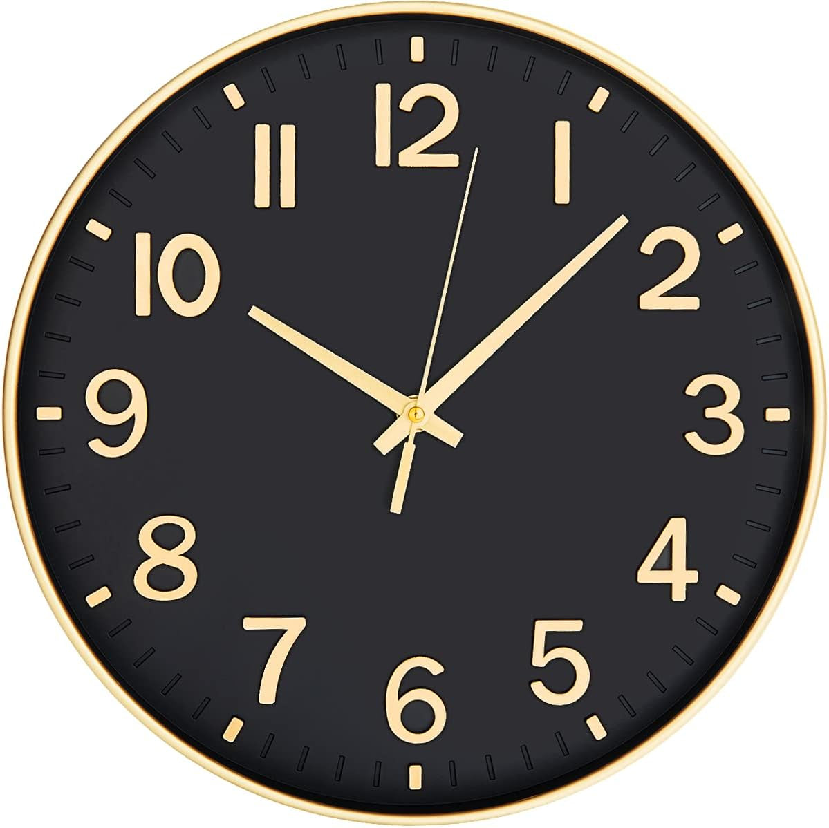 Silent Wall Clock for Living Room, Bedroom & Office – 12" Non-Ticking Battery Clock