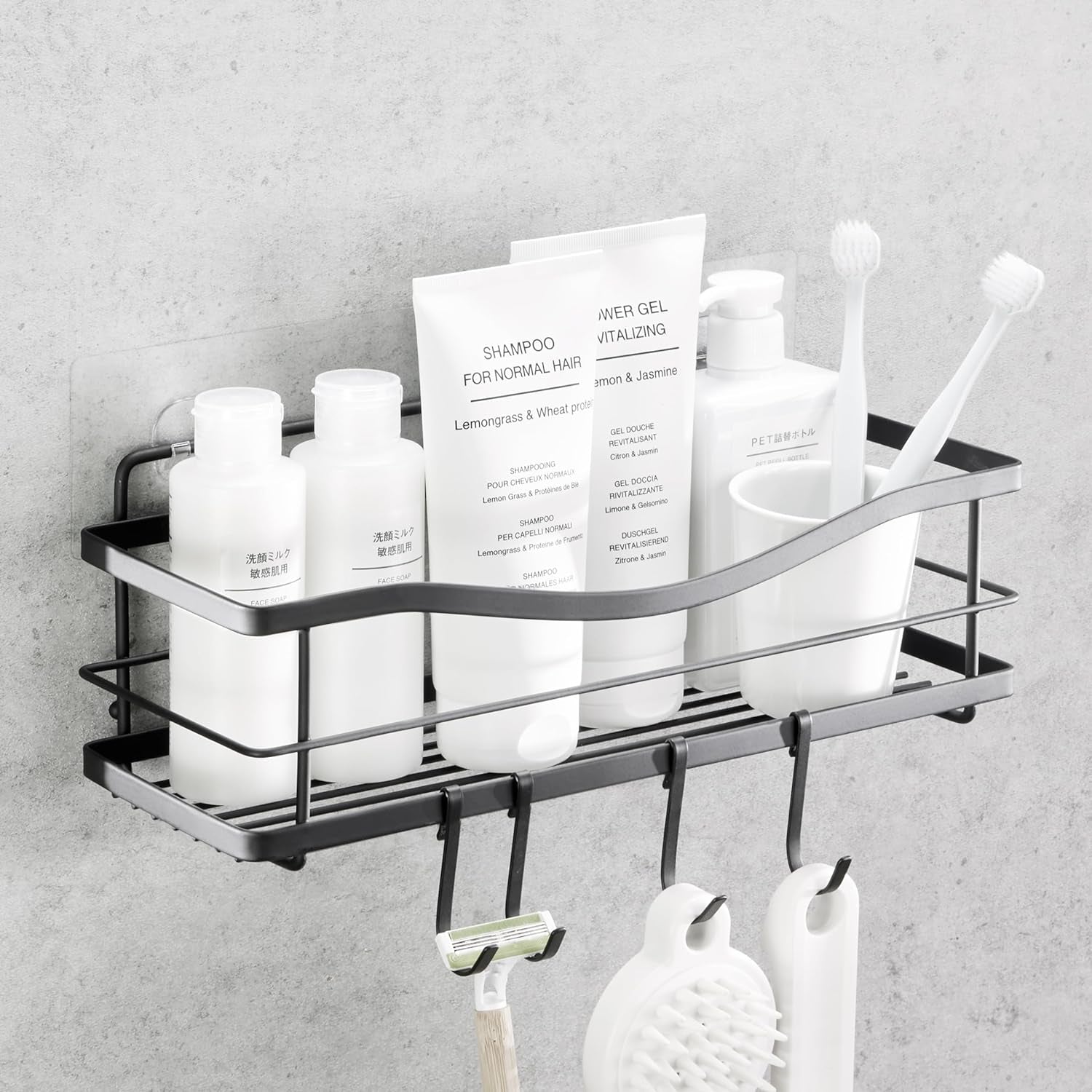 Premium Self-Adhesive Shower Caddy – Matte Black