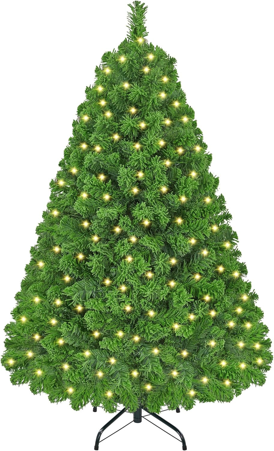 4.5Ft Snow Flocked Pre-Lit Christmas Tree with 150 Warm White Lights & Foldable Metal Stand