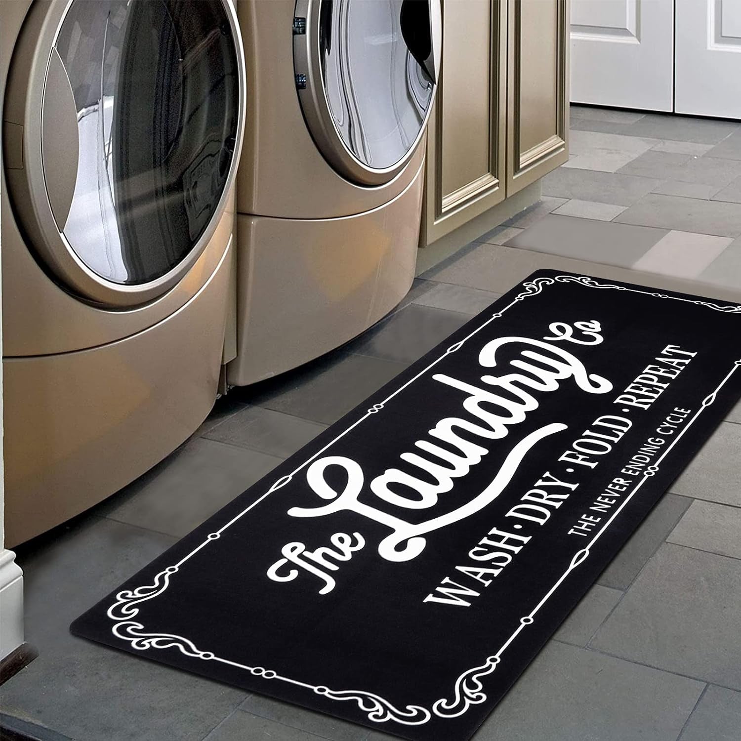Waterproof Laundry Room Rug Runner 20"x48" – Non-Slip Washable Floor Mat for Kitchen & Bathroom