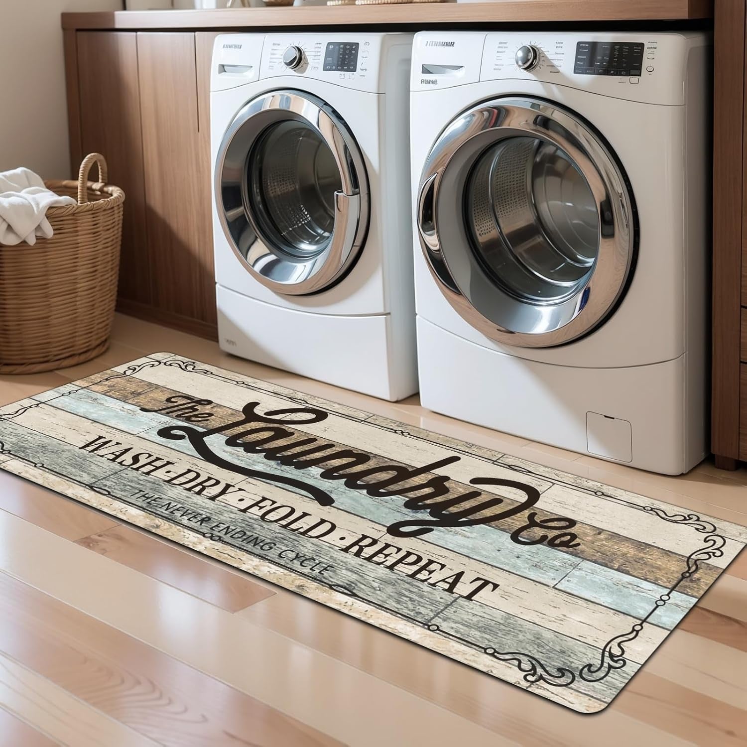 Waterproof Laundry Room Rug Runner 20"x48" – Non-Slip Washable Floor Mat for Kitchen & Bathroom