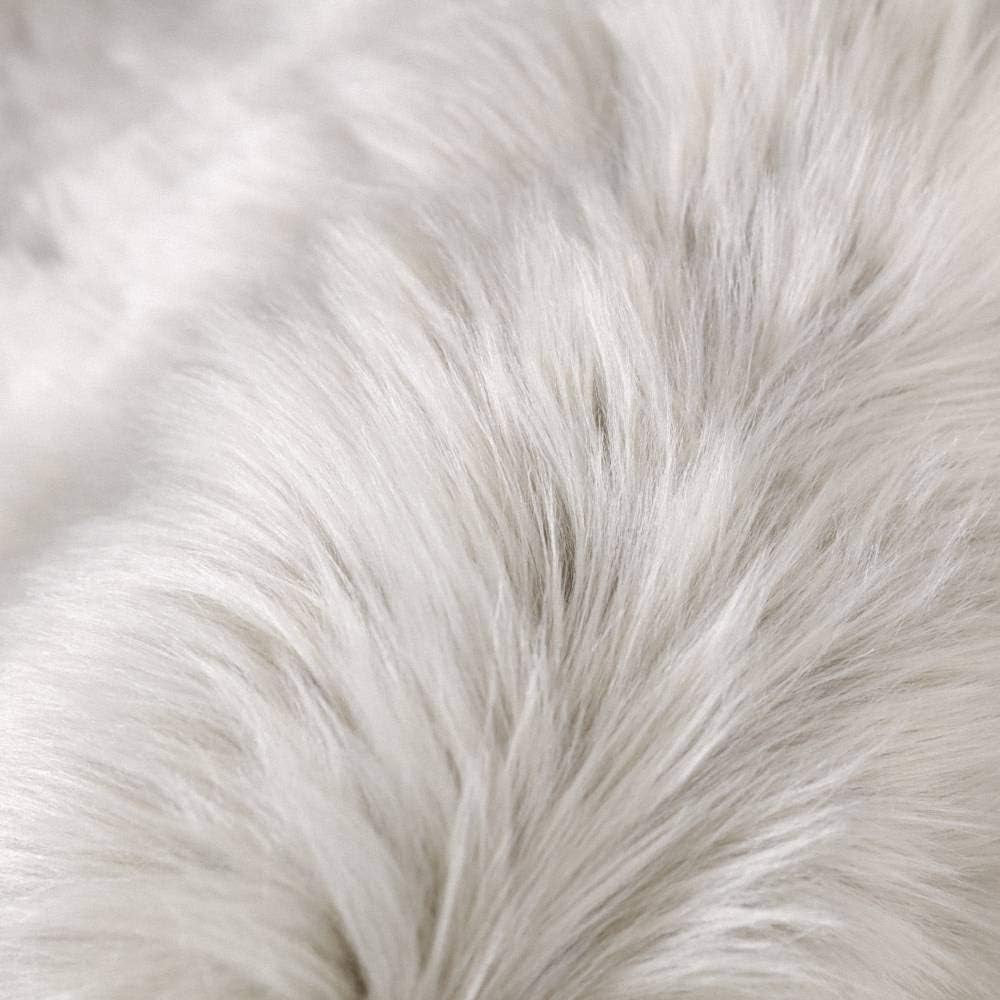 Grey Fluffy Faux Sheepskin Rug 2x3ft – Soft Shaggy Floor Mat for Bedroom