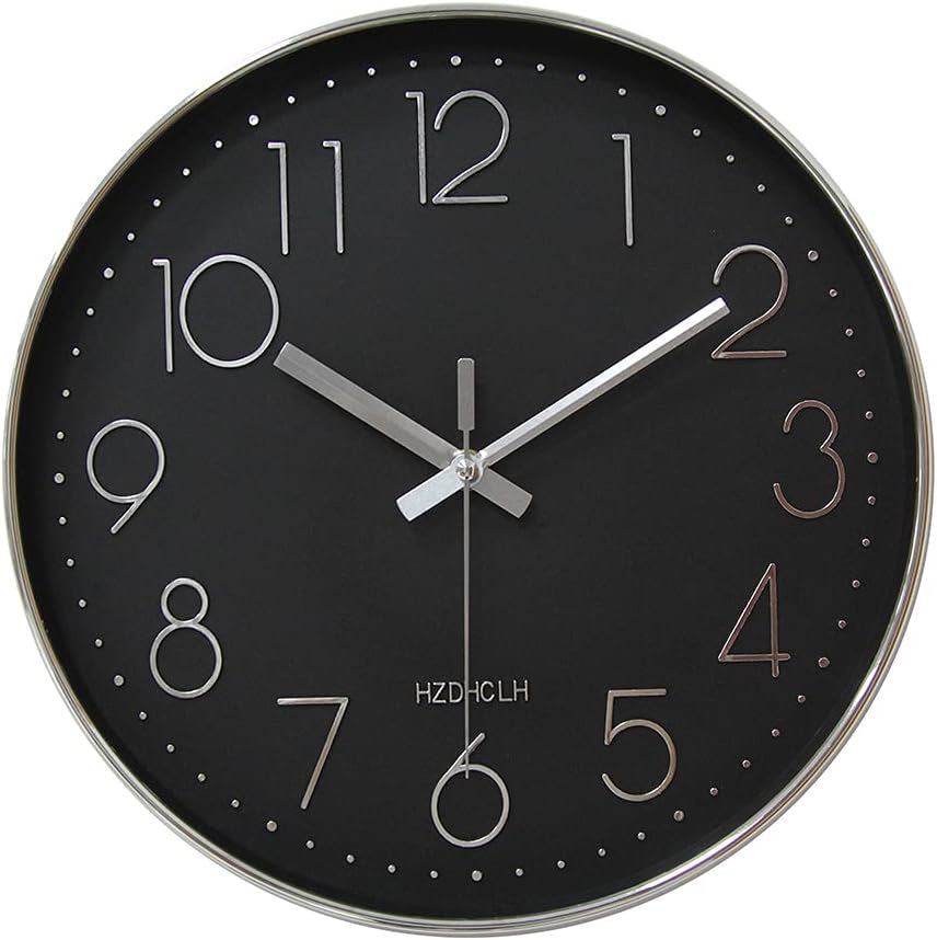 Silent Wall Clock for Living Room, Bedroom & Office – 12" Non-Ticking Battery Clock