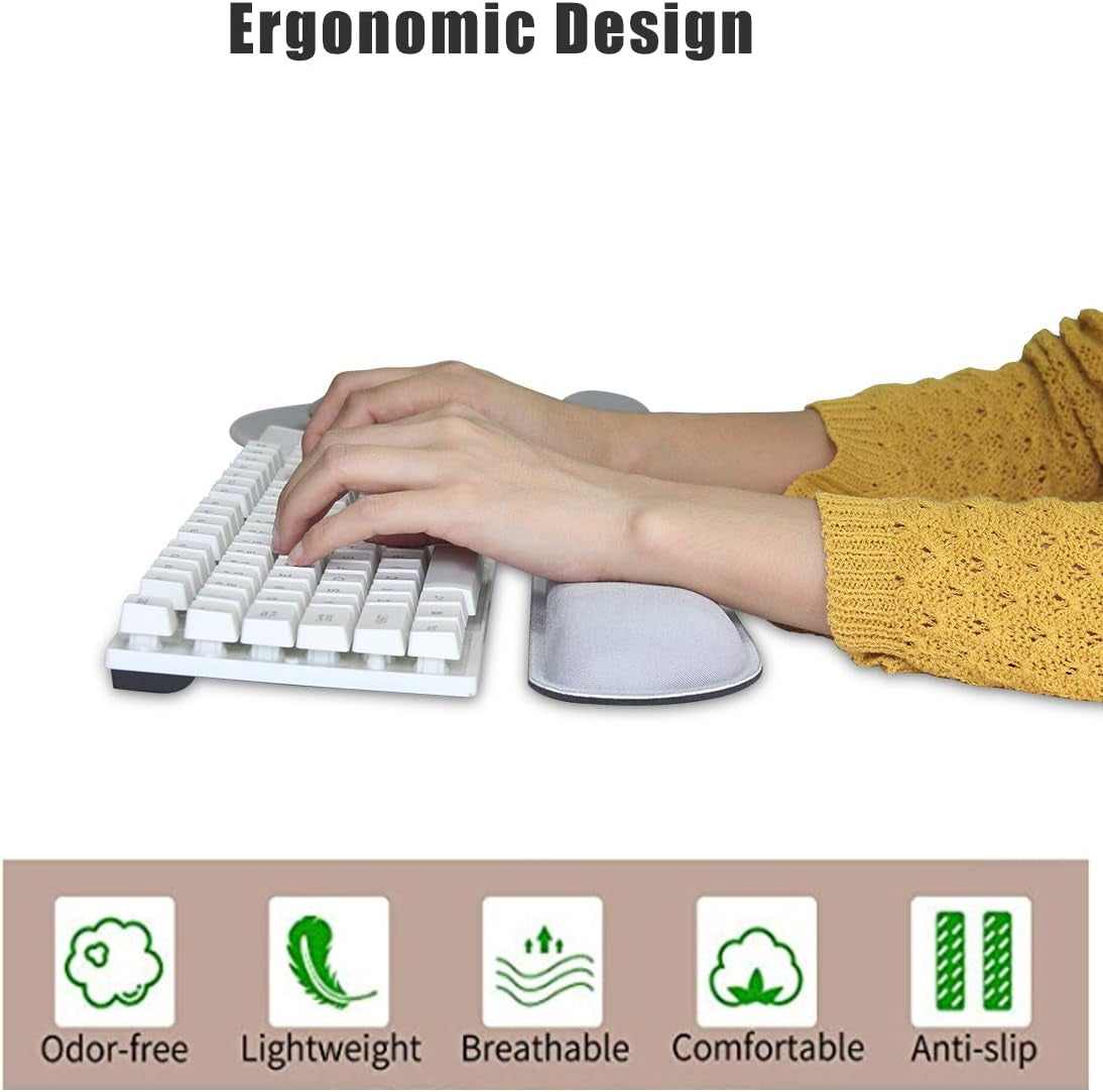 Ergonomic Keyboard & Mouse Wrist Rest Set – Memory Foam Pain Relief Pad
