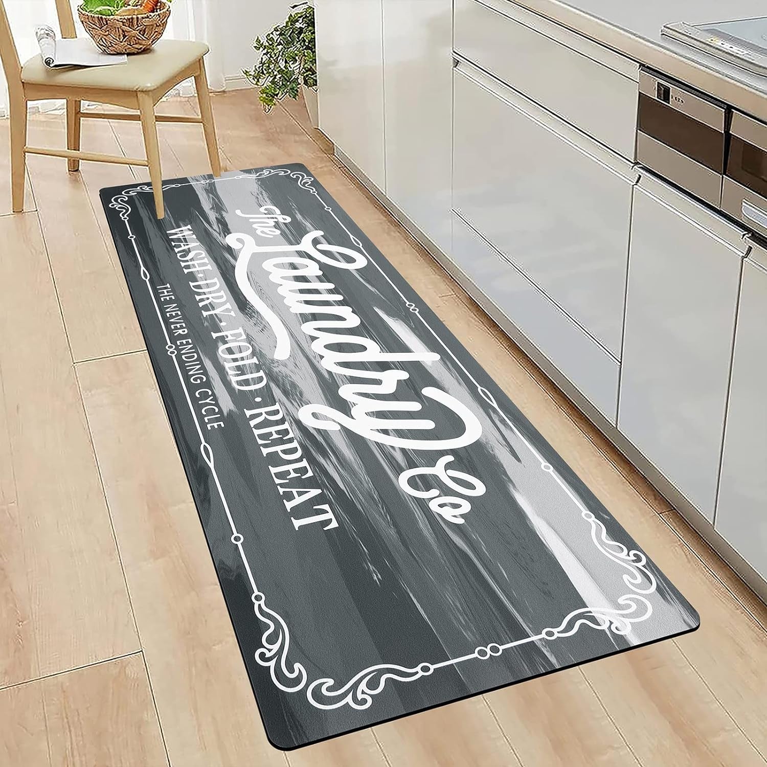 Waterproof Laundry Room Rug Runner 20"x48" – Non-Slip Washable Floor Mat for Kitchen & Bathroom