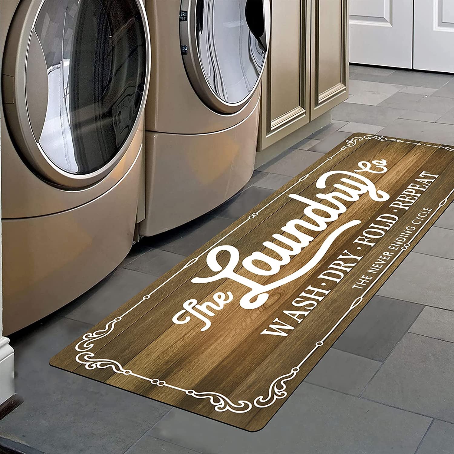 Waterproof Laundry Room Rug Runner 20"x48" – Non-Slip Washable Floor Mat for Kitchen & Bathroom