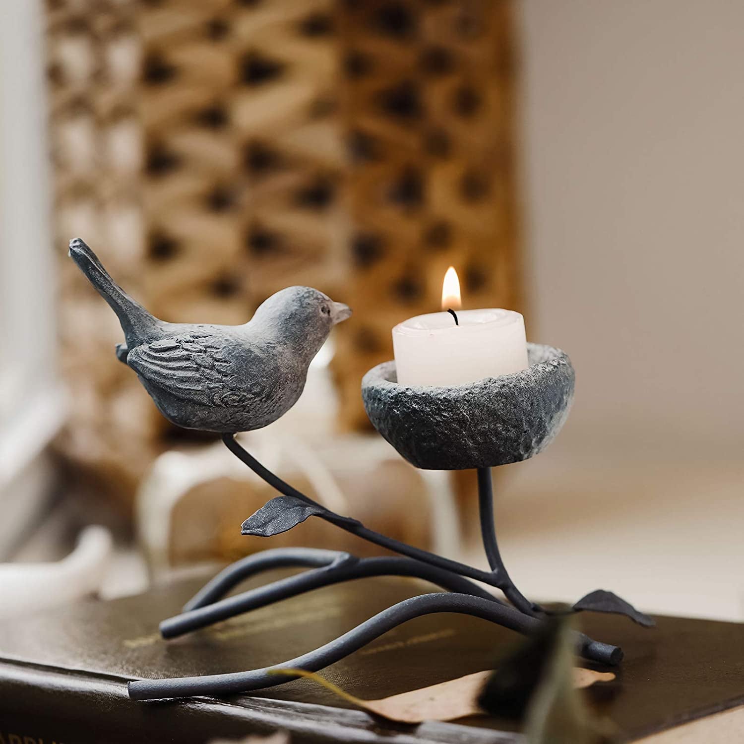 Vintage Bird & Nest Votive Candle Holder