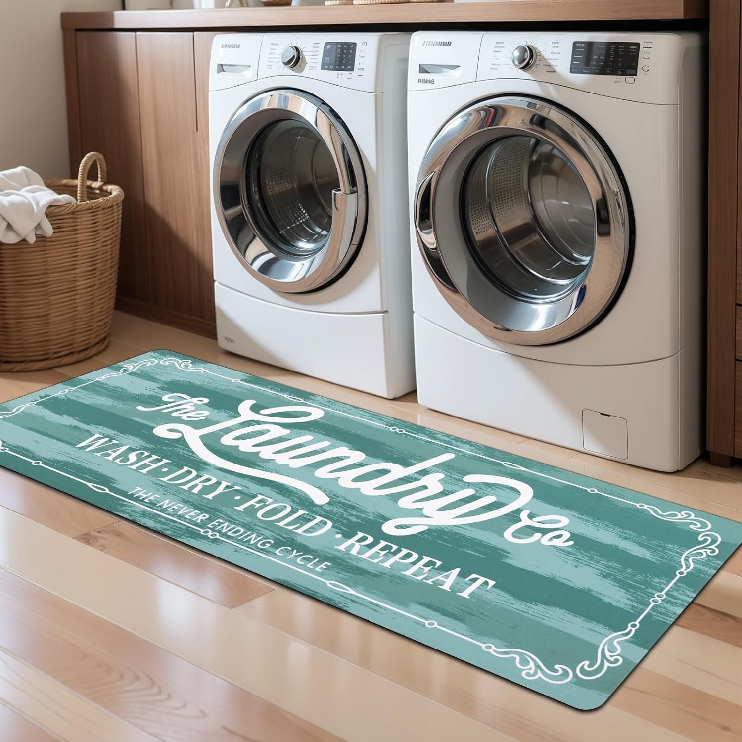 Waterproof Laundry Room Rug Runner 20"x48" – Non-Slip Washable Floor Mat for Kitchen & Bathroom