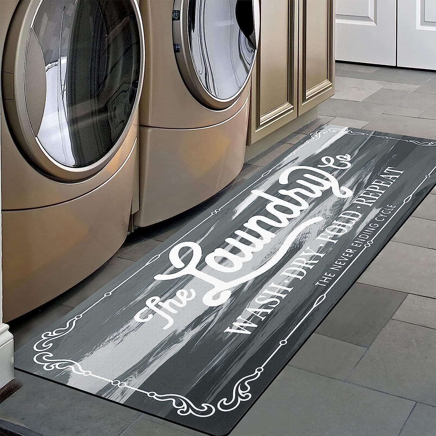 Waterproof Laundry Room Rug Runner 20"x48" – Non-Slip Washable Floor Mat for Kitchen & Bathroom
