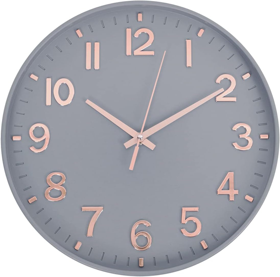 Silent Wall Clock for Living Room, Bedroom & Office – 12" Non-Ticking Battery Clock