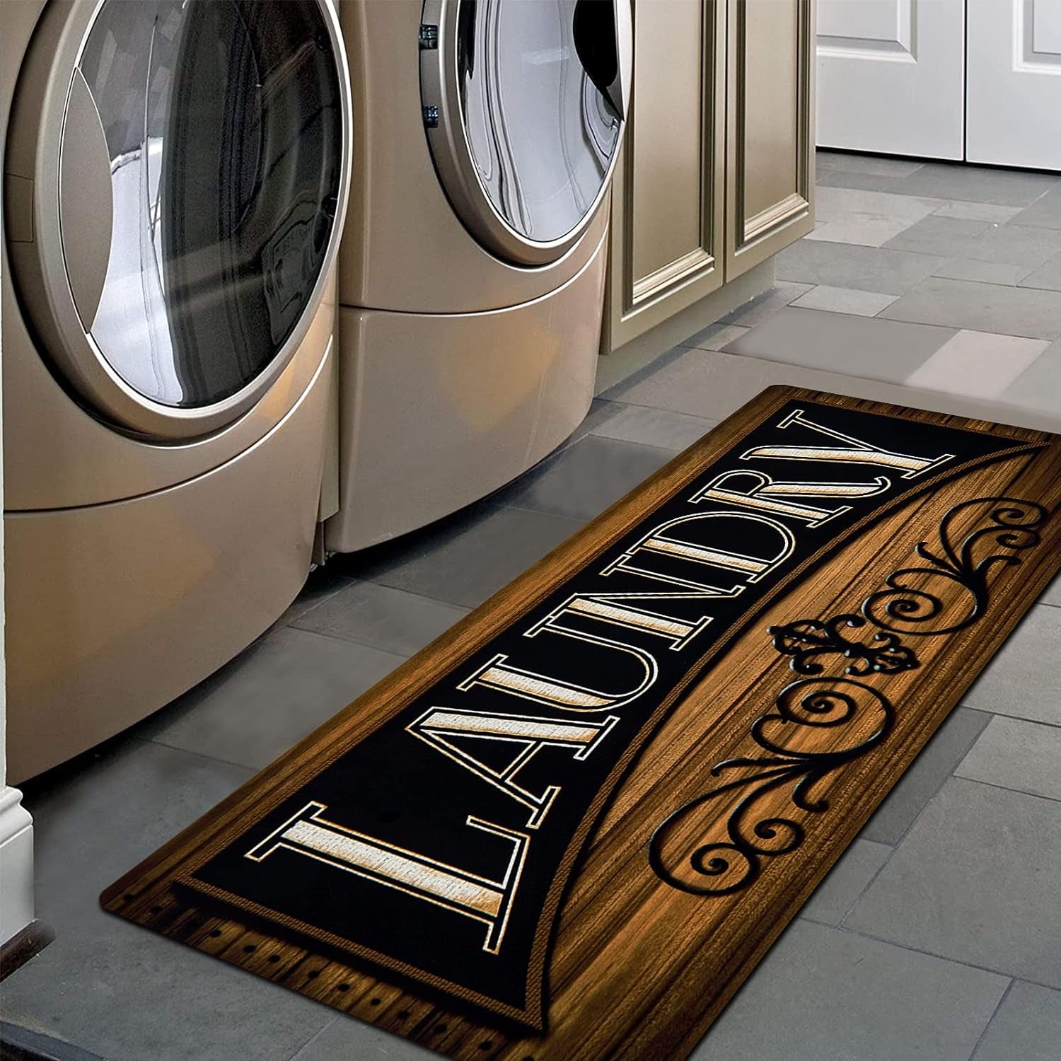 Waterproof Laundry Room Rug Runner 20"x48" – Non-Slip Washable Floor Mat for Kitchen & Bathroom