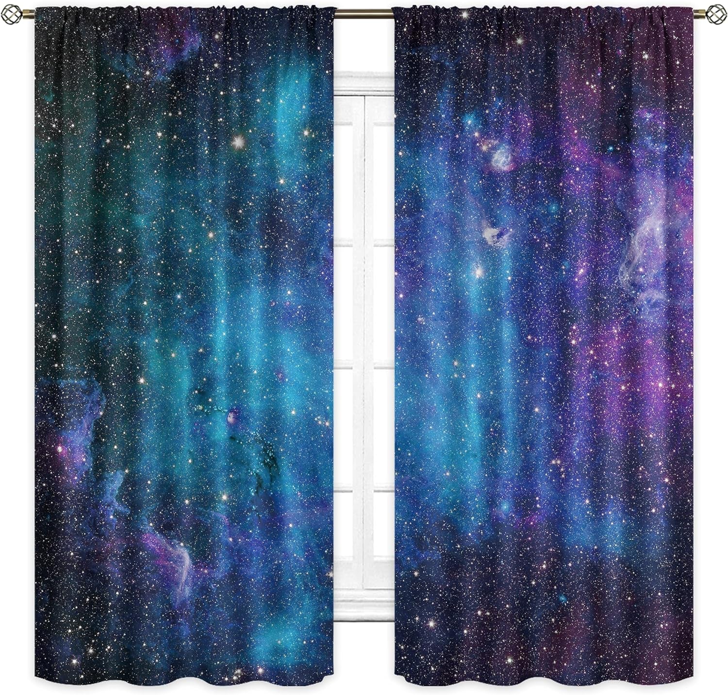 Kids Galaxy Outer Space Curtains 42x63 Inch – 2 Panels