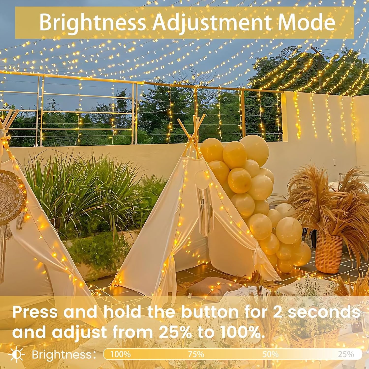 200 LED Warm White Christmas String Lights – 66FT Waterproof with Timer & 13 Modes