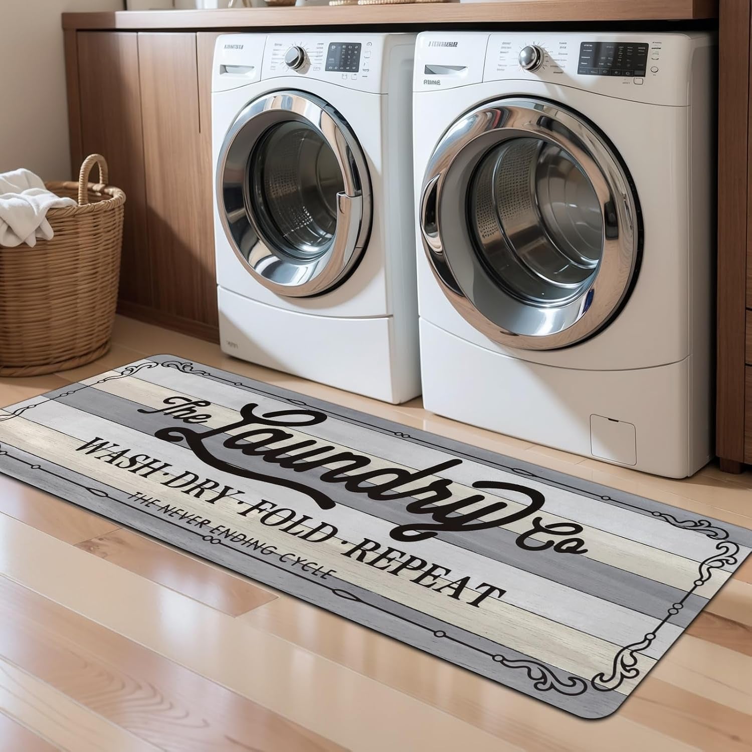 Waterproof Laundry Room Rug Runner 20"x48" – Non-Slip Washable Floor Mat for Kitchen & Bathroom