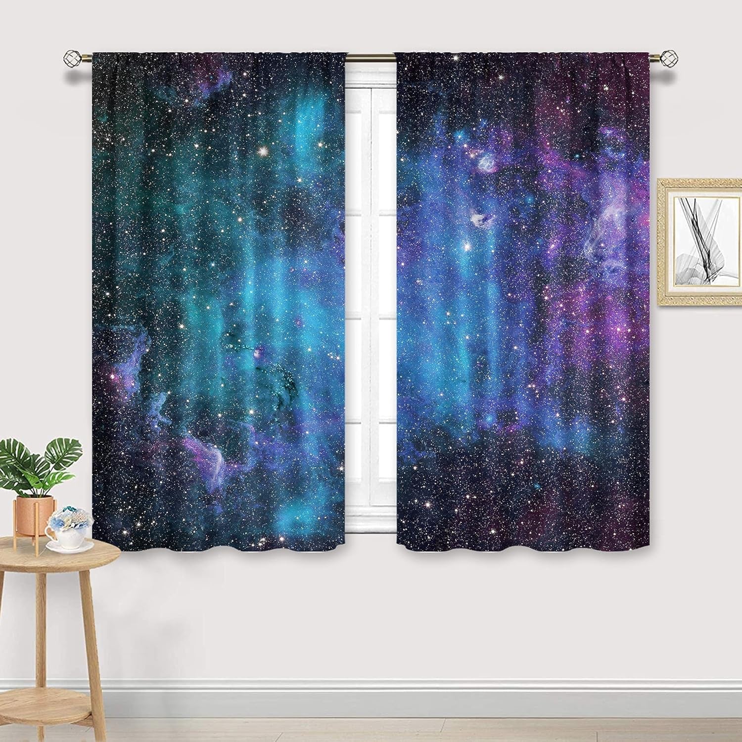 Kids Galaxy Outer Space Curtains 42x63 Inch – 2 Panels