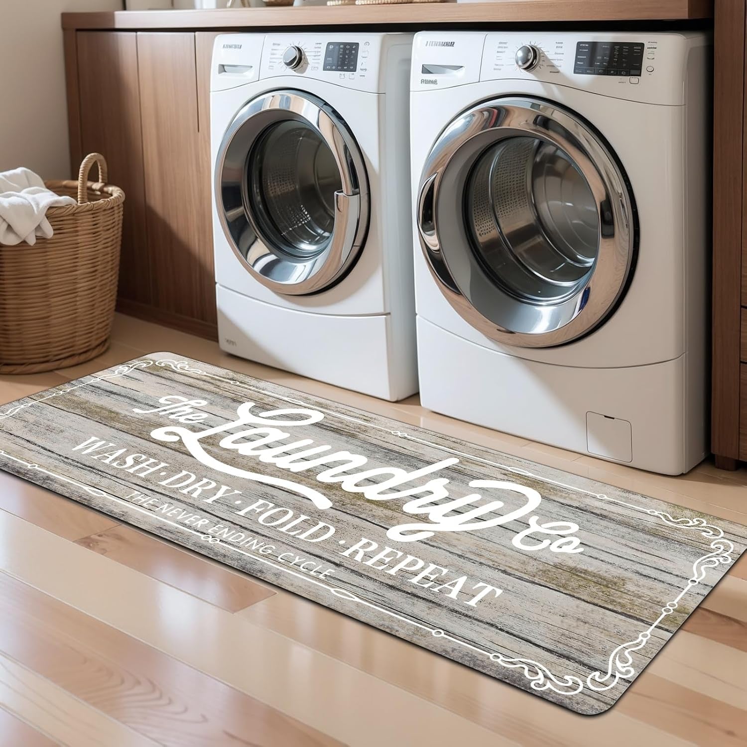 Waterproof Laundry Room Rug Runner 20"x48" – Non-Slip Washable Floor Mat for Kitchen & Bathroom