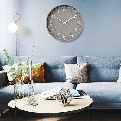Silent Wall Clock for Living Room, Bedroom & Office – 12" Non-Ticking Battery Clock