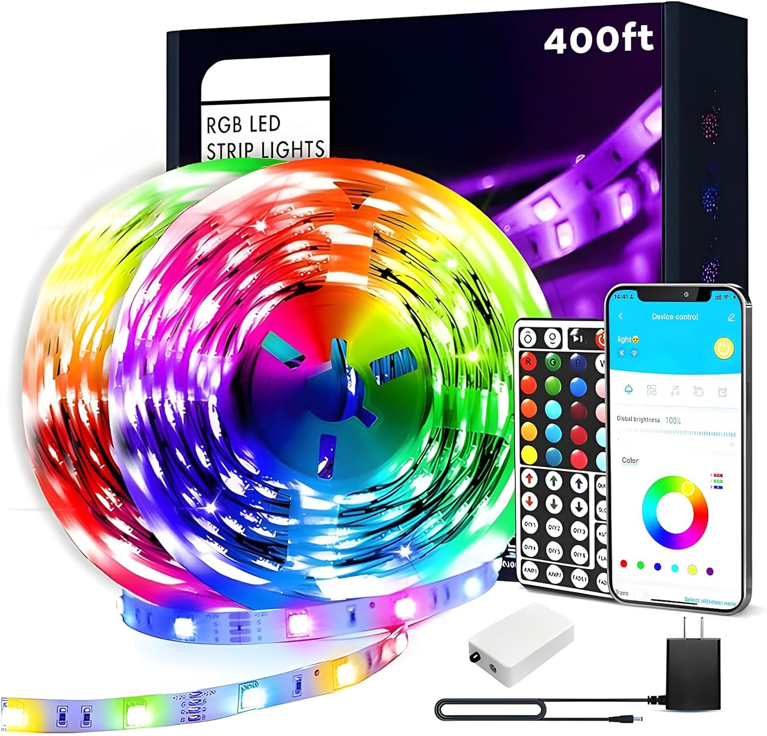100Ft RGB LED Strip Lights with App & Remote – Music Sync Room Lighting