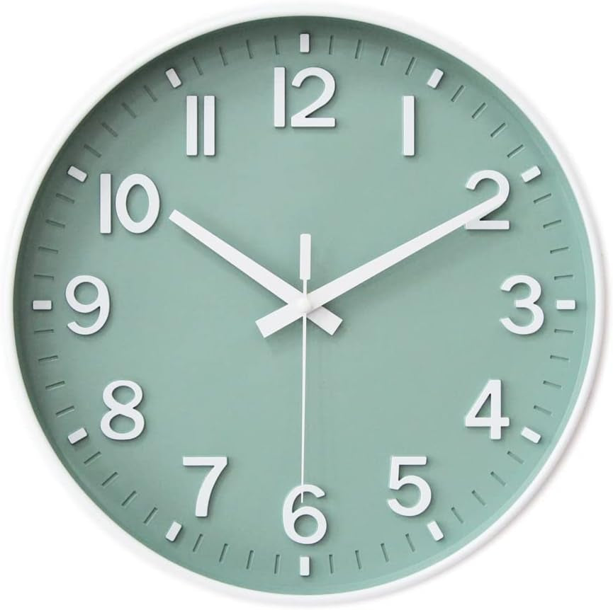 Silent Wall Clock for Living Room, Bedroom & Office – 12" Non-Ticking Battery Clock