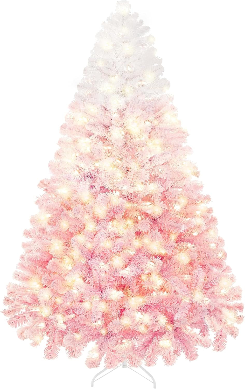 4.5Ft Snow Flocked Pre-Lit Christmas Tree with 150 Warm White Lights & Foldable Metal Stand