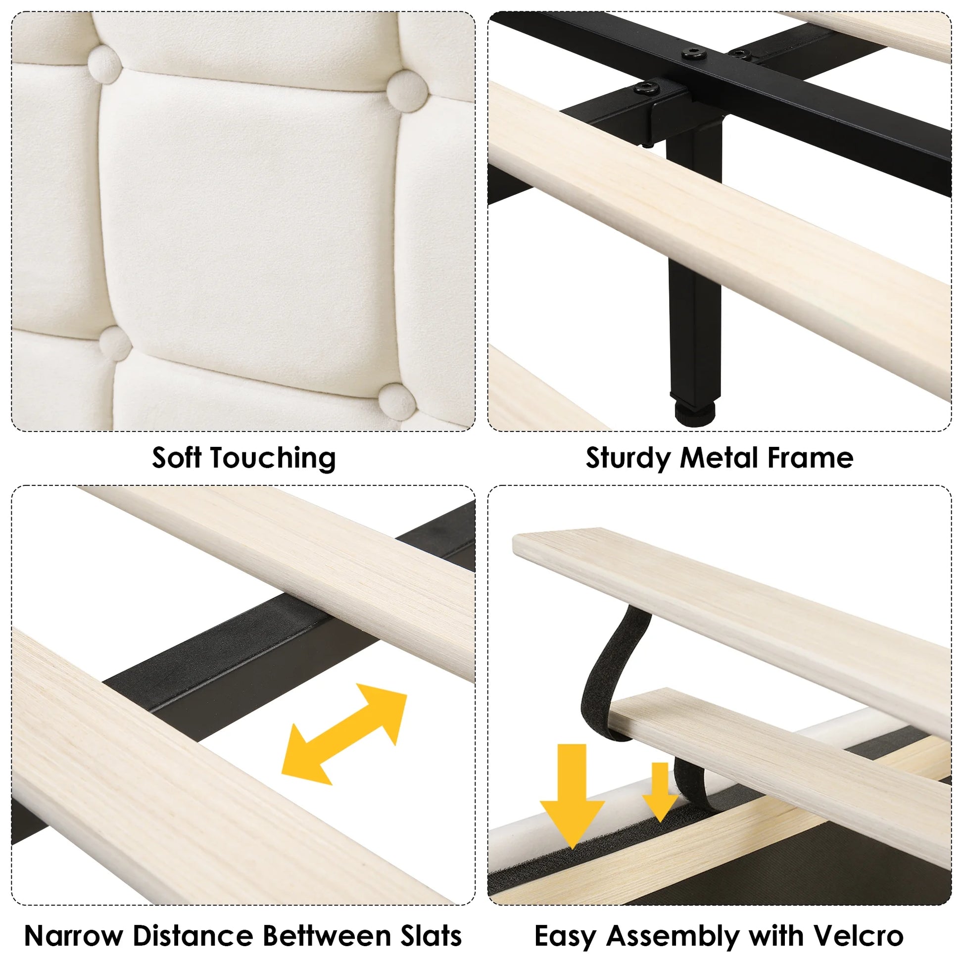 Full Size Floating Bed with RGB LED Lights – Velvet Upholstered Platform Bed with Storage Headboard & Charging Station