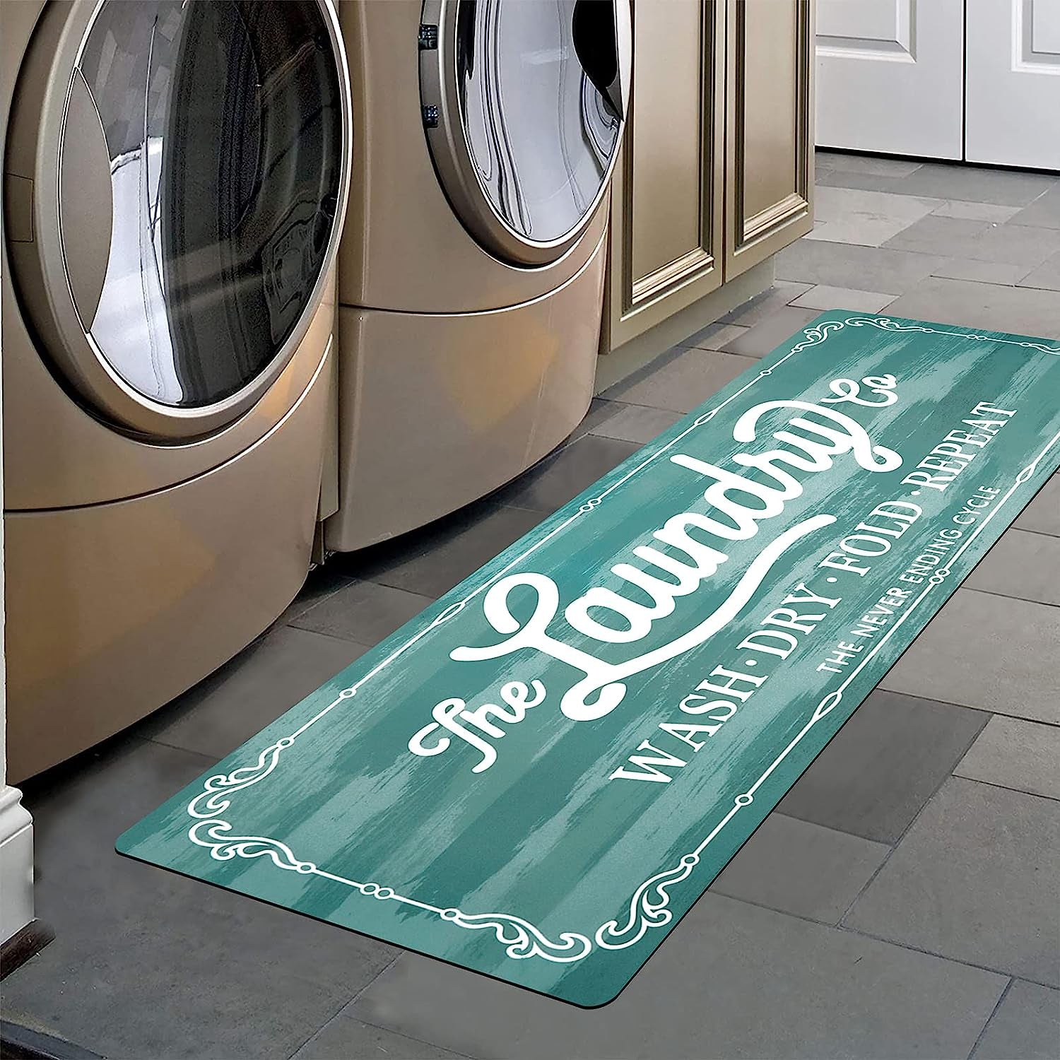 Waterproof Laundry Room Rug Runner 20"x48" – Non-Slip Washable Floor Mat for Kitchen & Bathroom