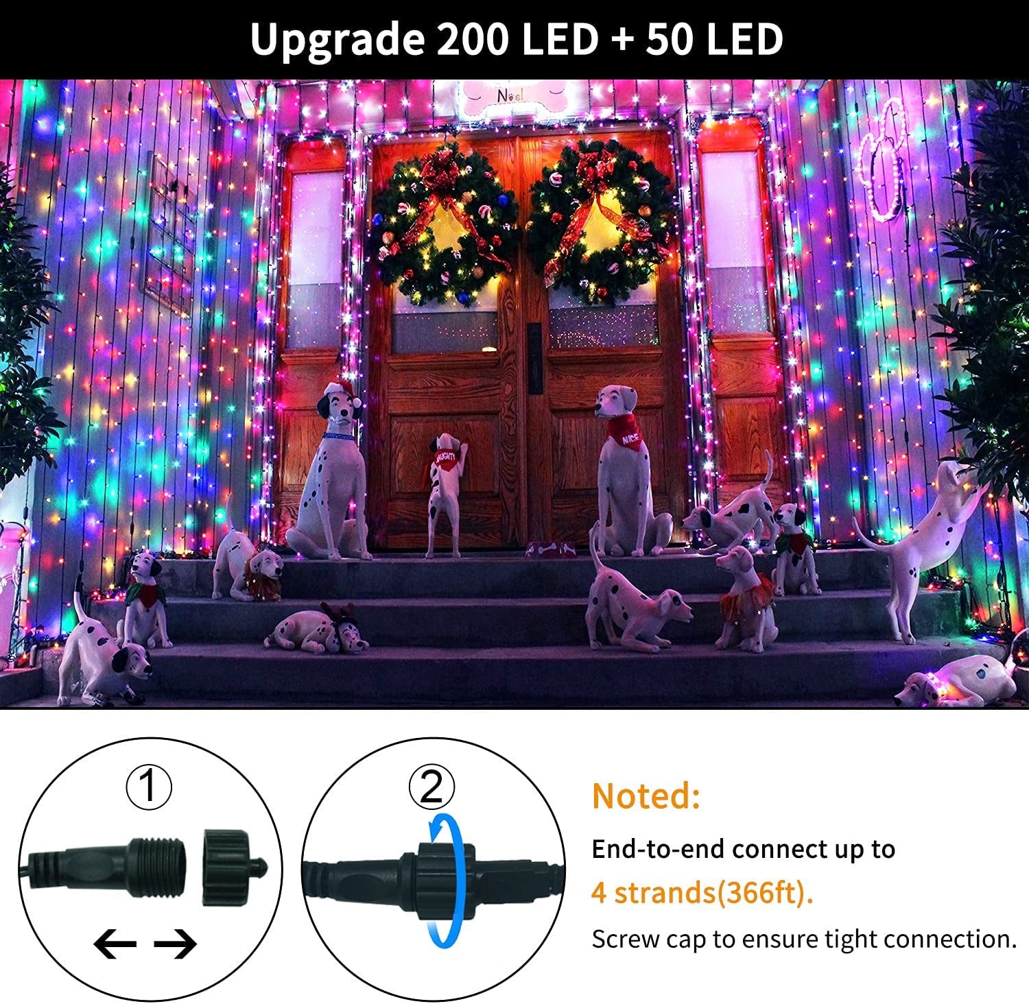 250 LED Christmas Tree Lights 91.5ft – Multicolor 8-Mode Waterproof String Lights