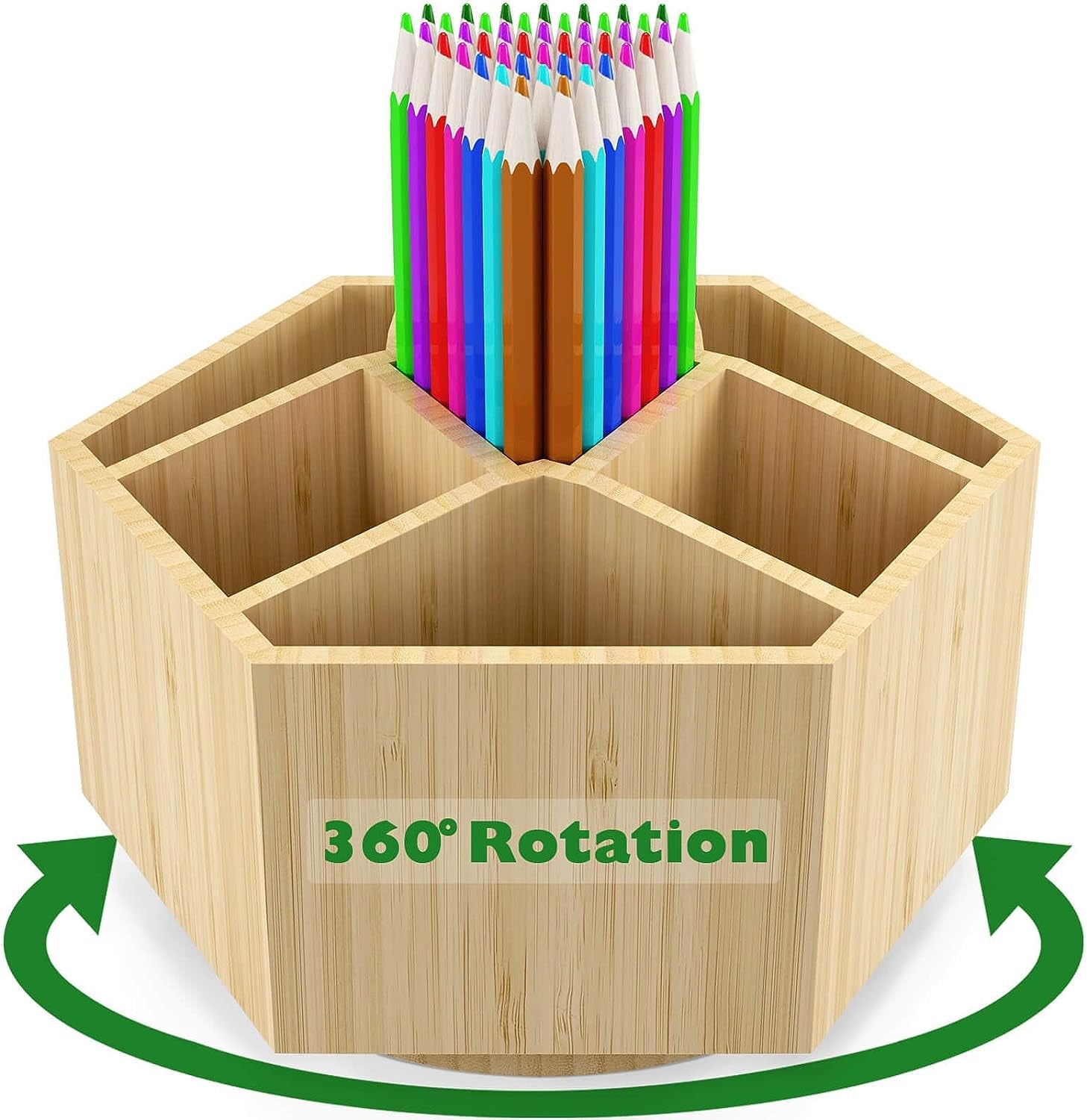 Bamboo Rotating Art Supply Organizer