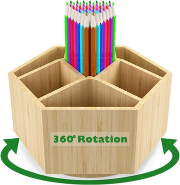 Bamboo Rotating Art Supply Organizer
