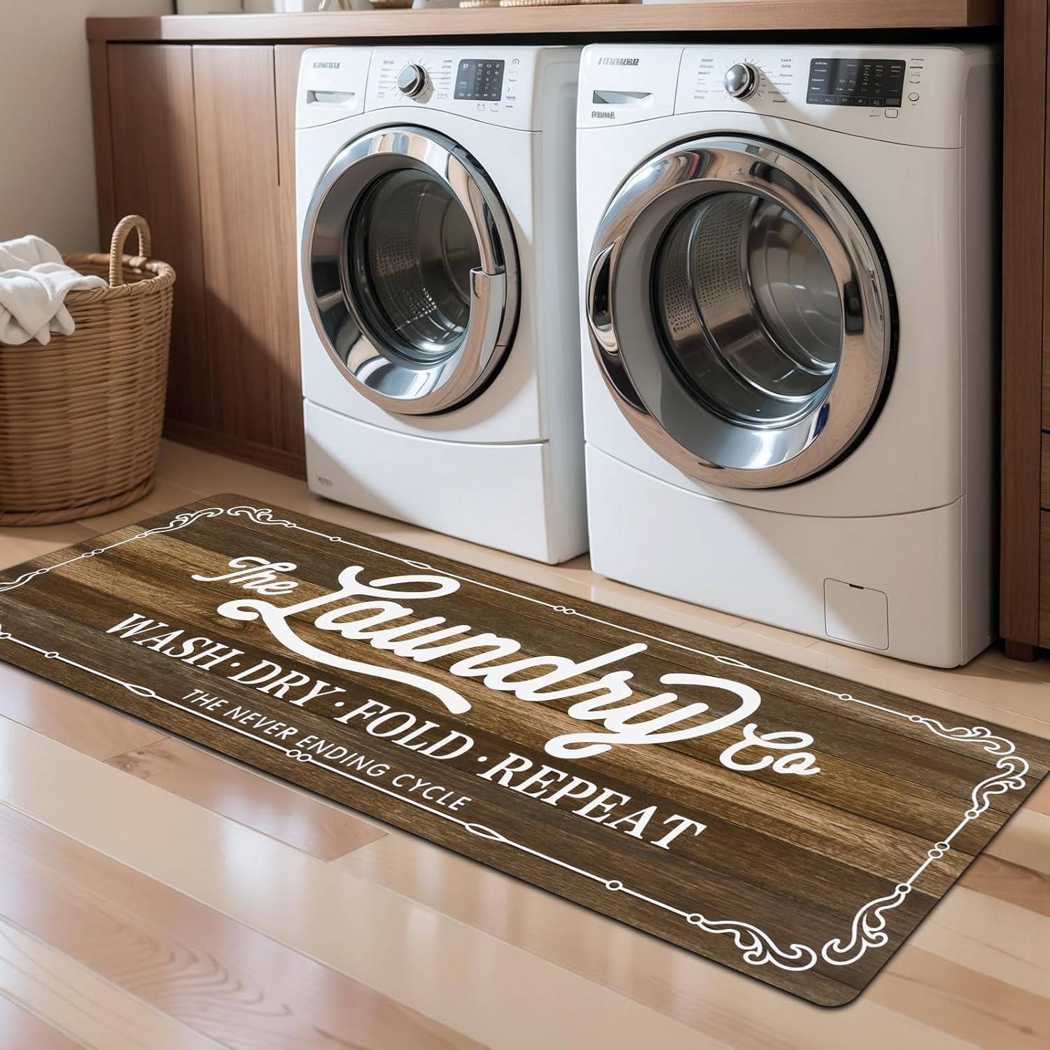 Waterproof Laundry Room Rug Runner 20"x48" – Non-Slip Washable Floor Mat for Kitchen & Bathroom