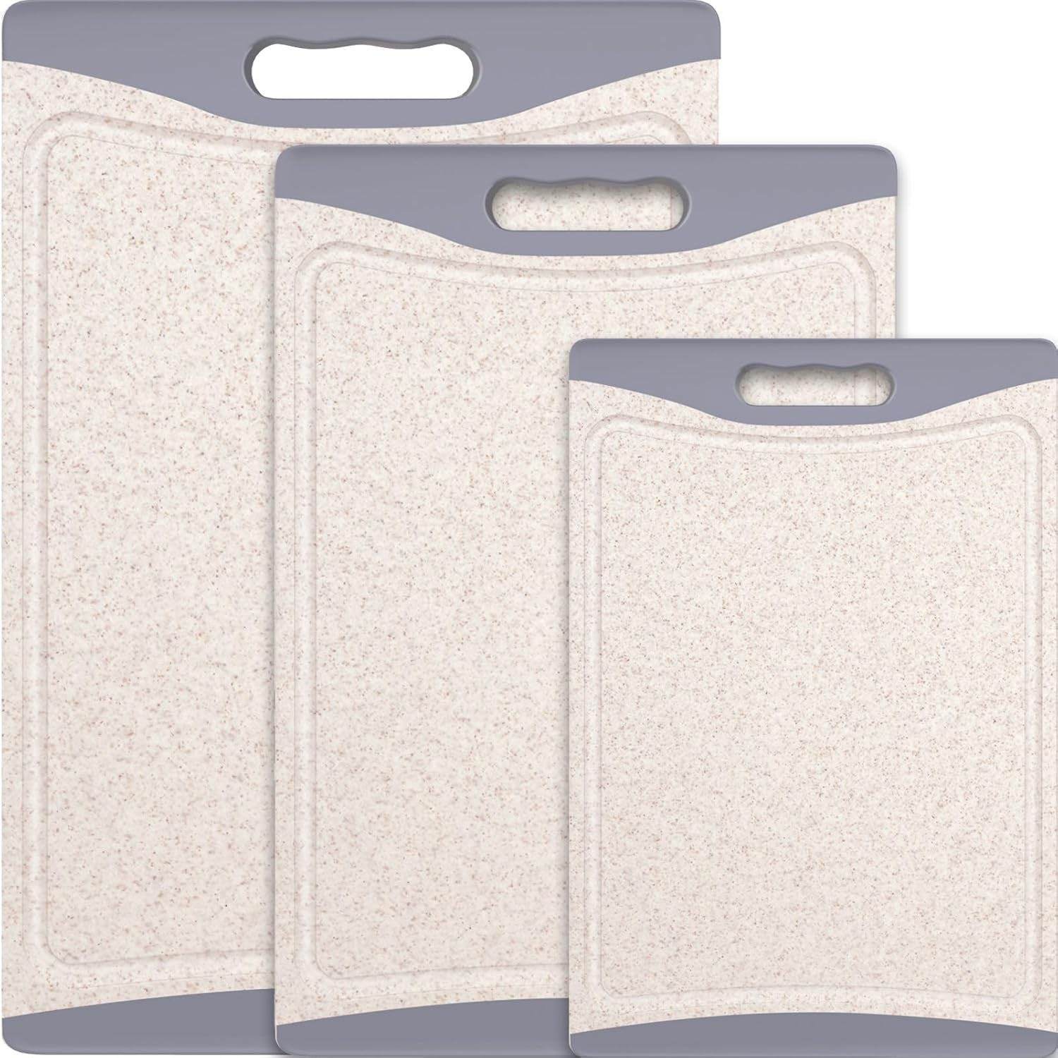 Extra Large Plastic Cutting Board Set of 3 – Non-Slip Dishwasher Safe with Juice Grooves