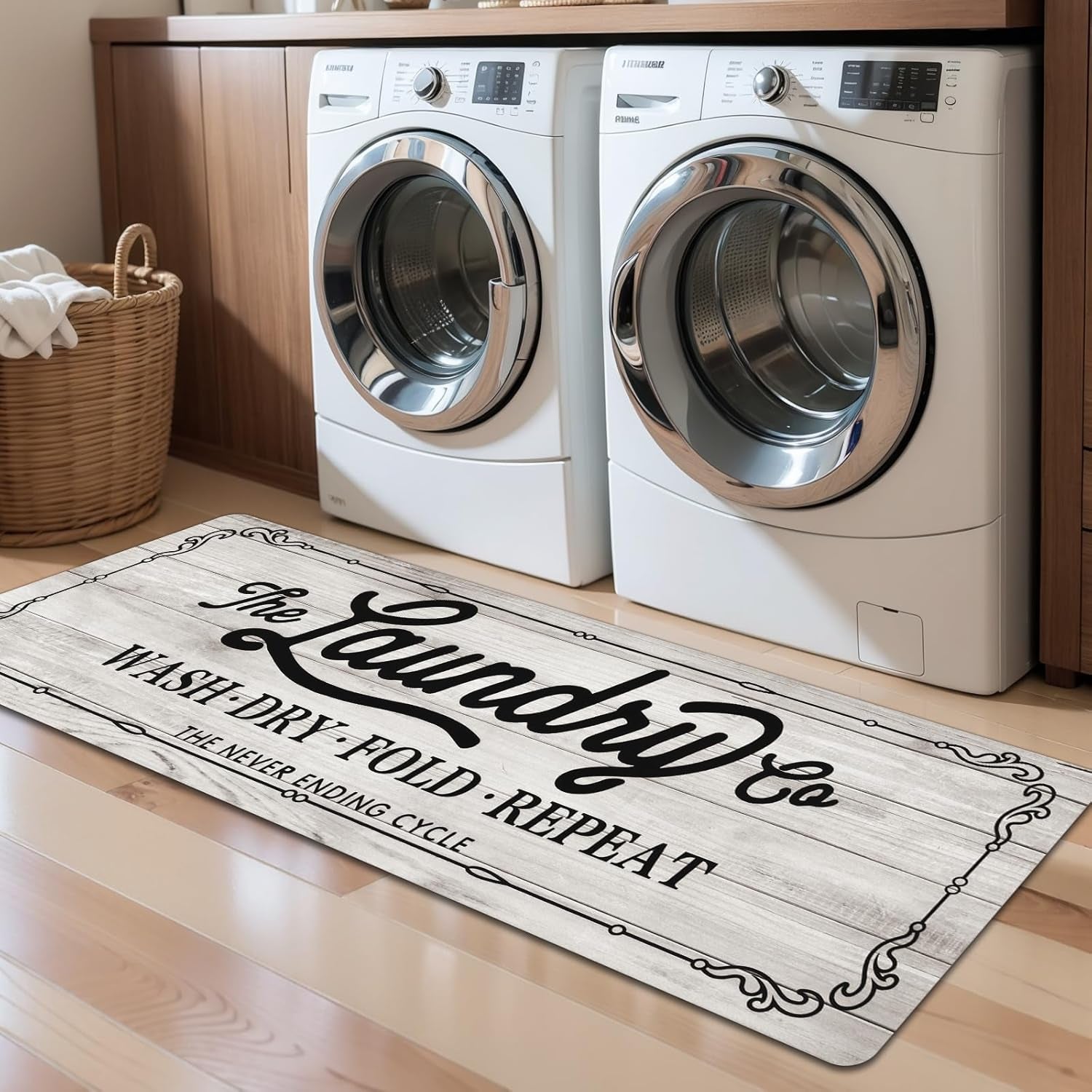 Waterproof Laundry Room Rug Runner 20"x48" – Non-Slip Washable Floor Mat for Kitchen & Bathroom