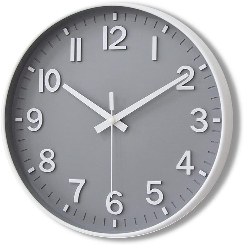 Silent Wall Clock for Living Room, Bedroom & Office – 12" Non-Ticking Battery Clock