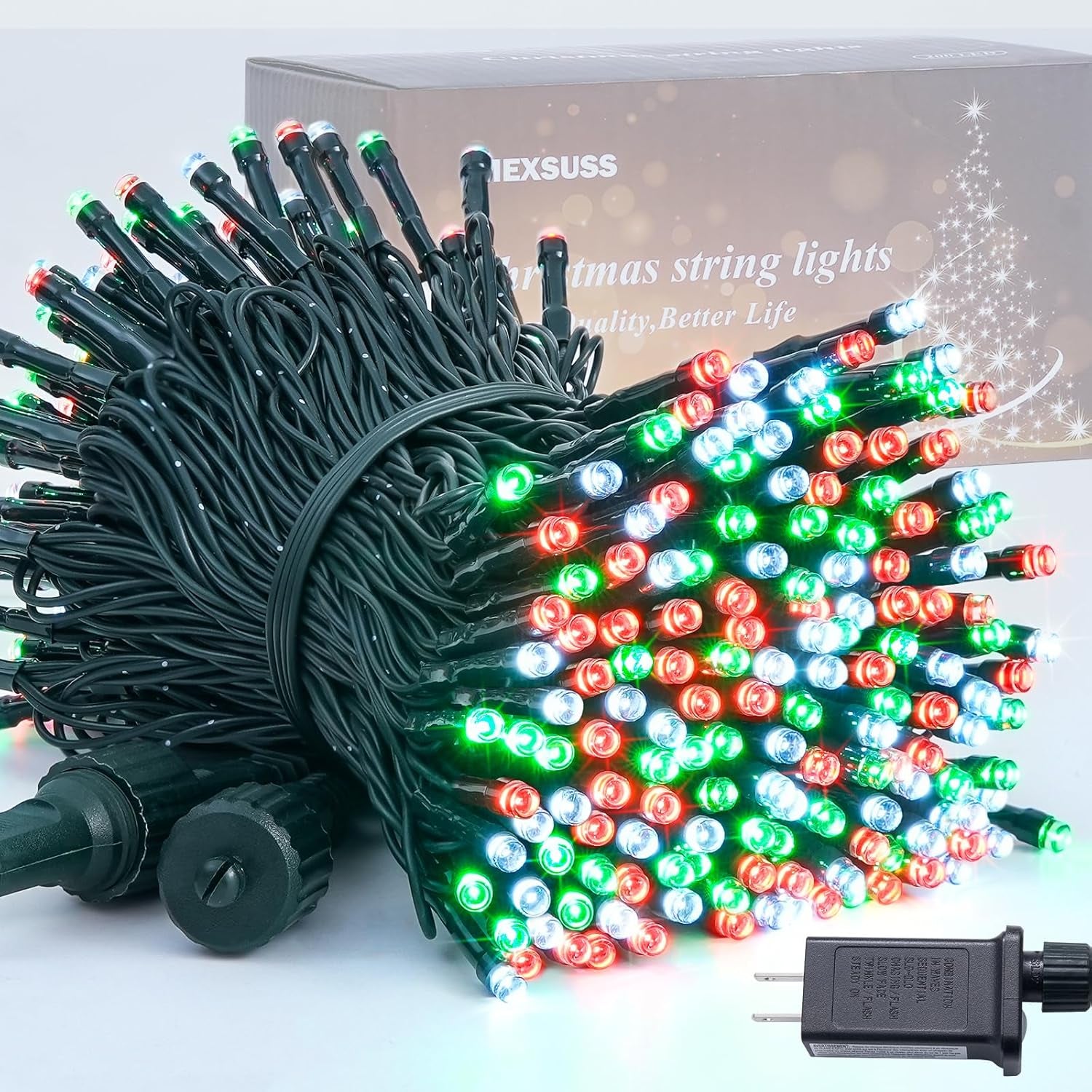 250 LED Christmas Tree Lights 91.5ft – Multicolor 8-Mode Waterproof String Lights