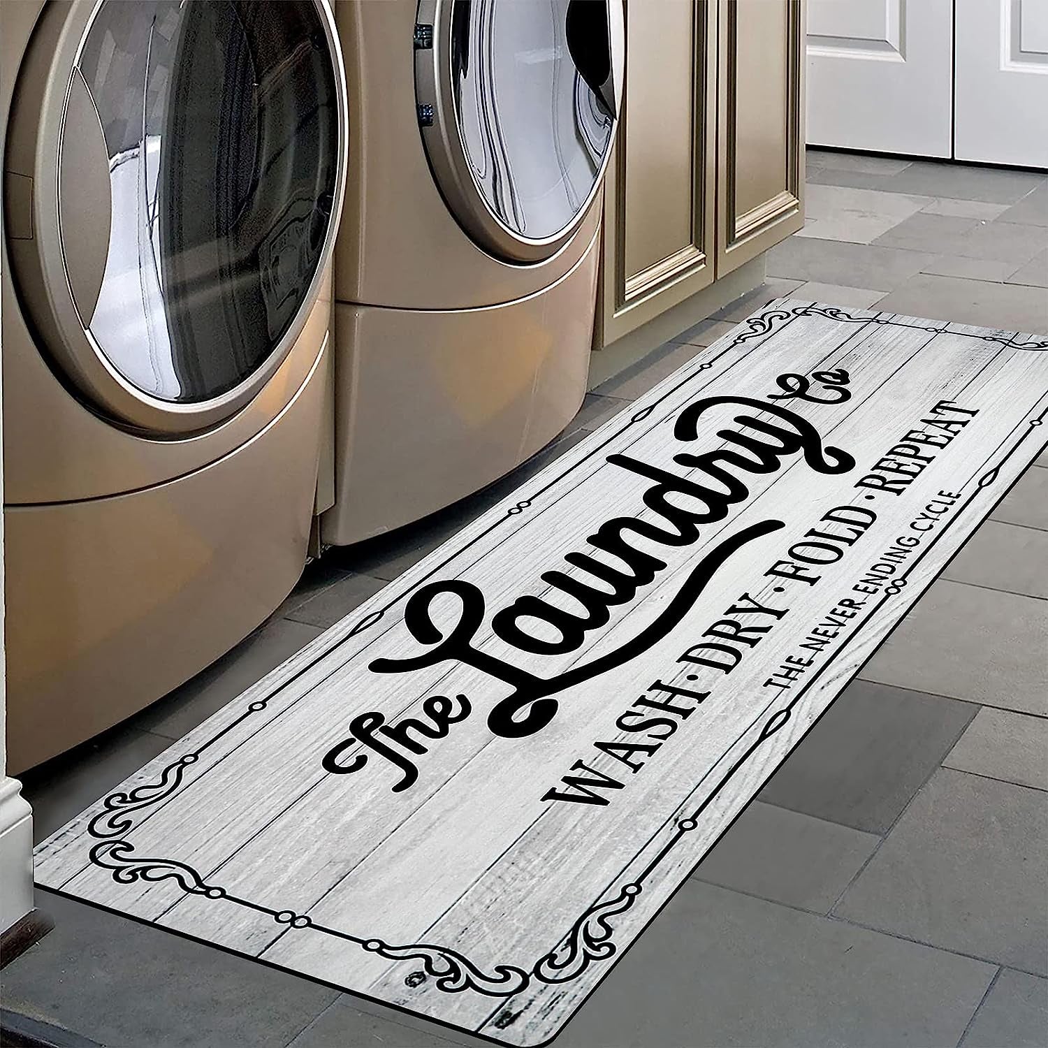 Waterproof Laundry Room Rug Runner 20"x48" – Non-Slip Washable Floor Mat for Kitchen & Bathroom