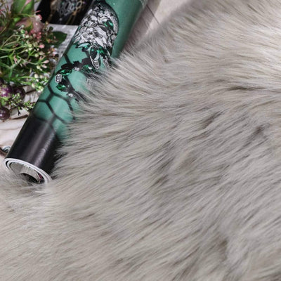 Grey Fluffy Faux Sheepskin Rug 2x3ft – Soft Shaggy Floor Mat for Bedroom
