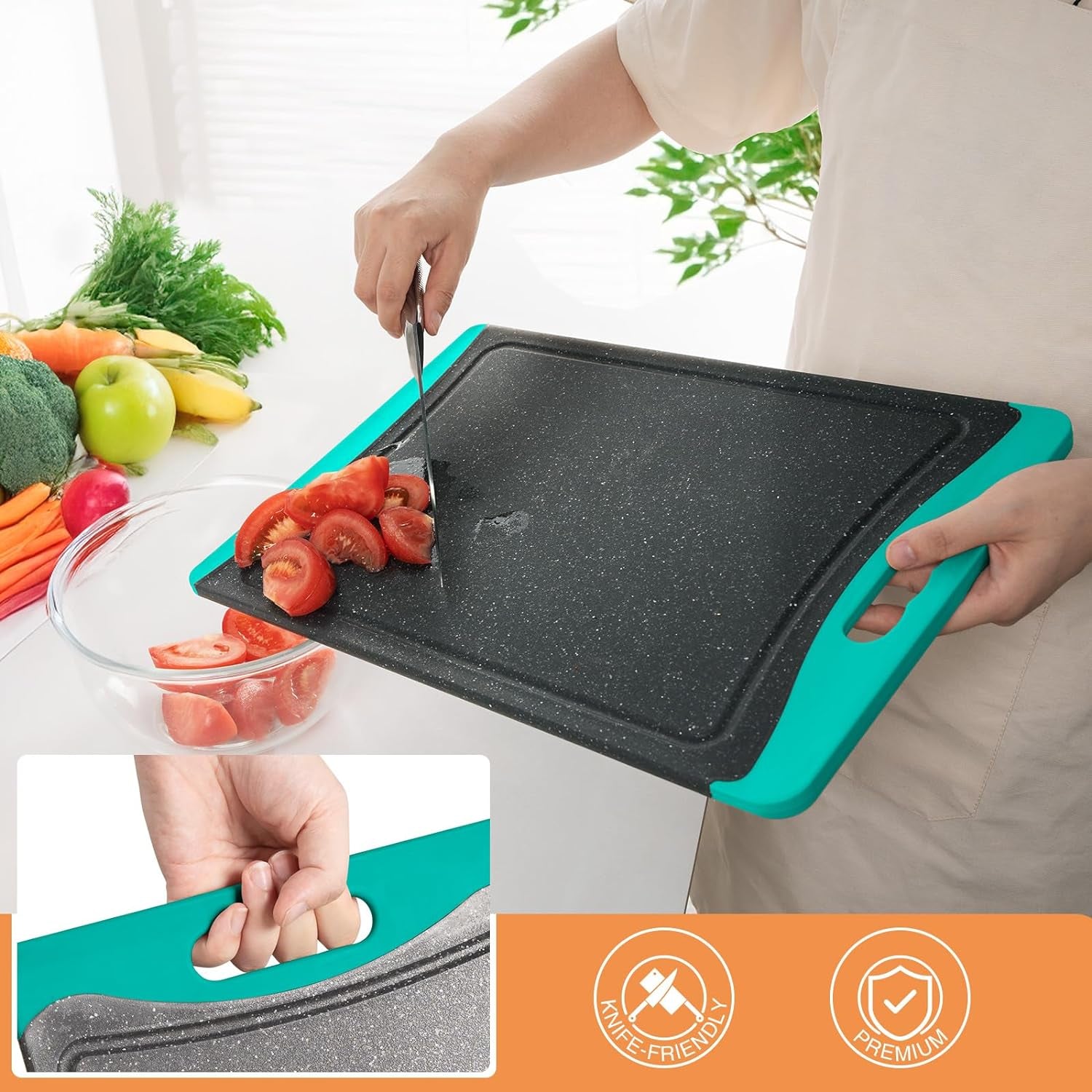 Extra Large Plastic Cutting Board Set of 3 – Non-Slip Dishwasher Safe with Juice Grooves