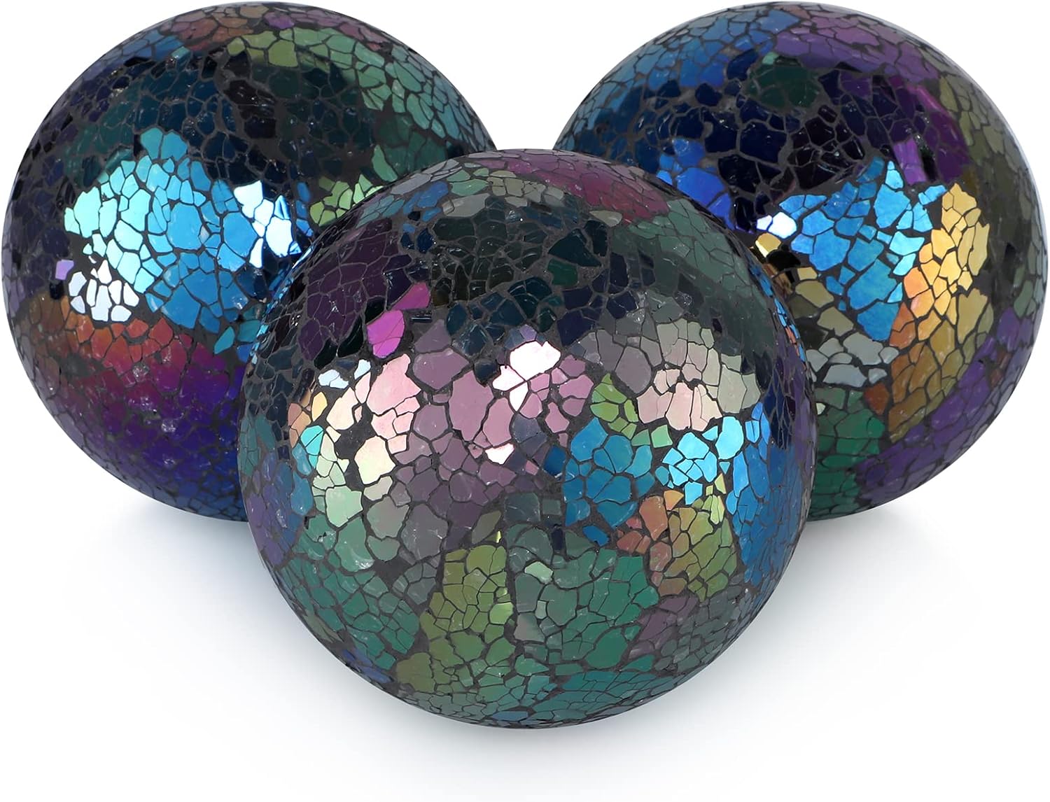 Gold Mosaic Decorative Orbs Set of 3 – 4" Centerpiece Balls