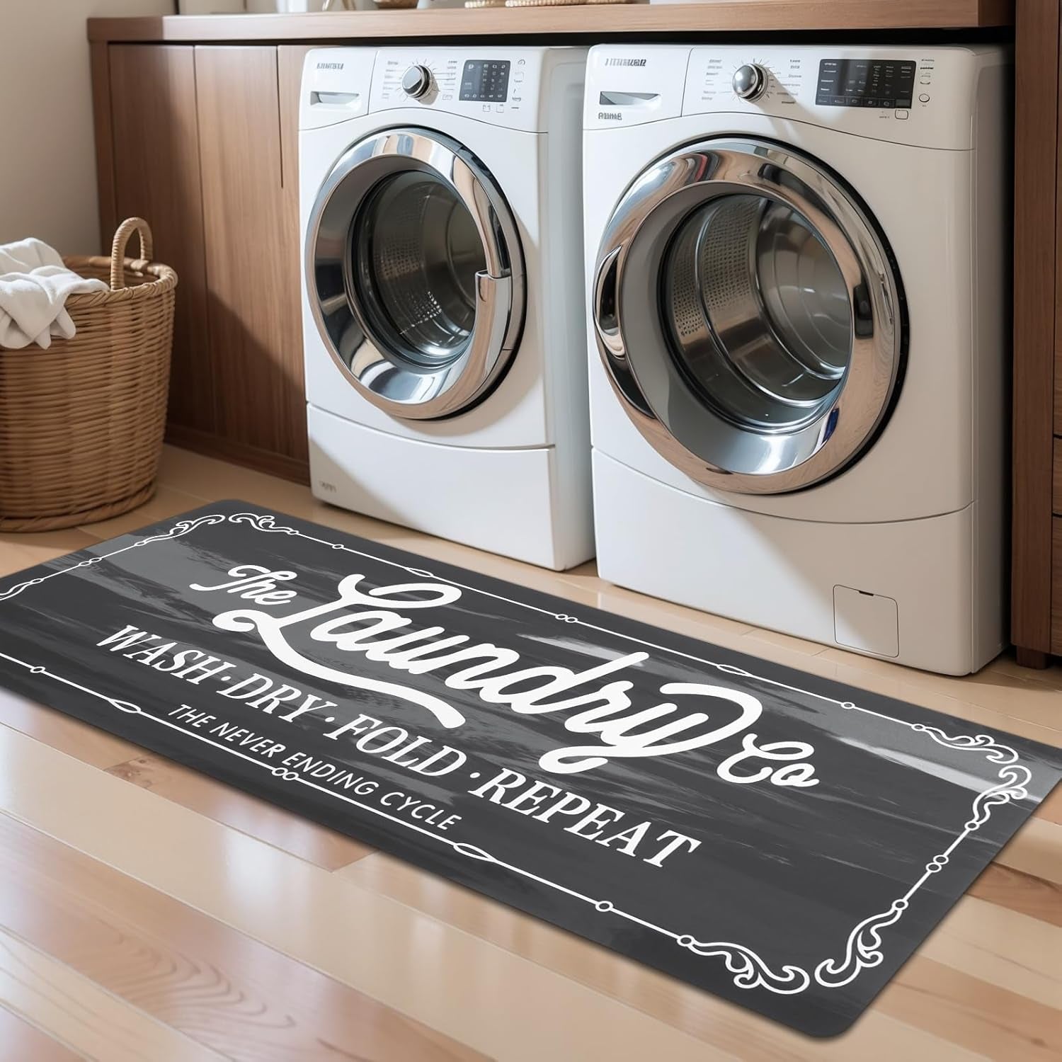 Waterproof Laundry Room Rug Runner 20"x48" – Non-Slip Washable Floor Mat for Kitchen & Bathroom