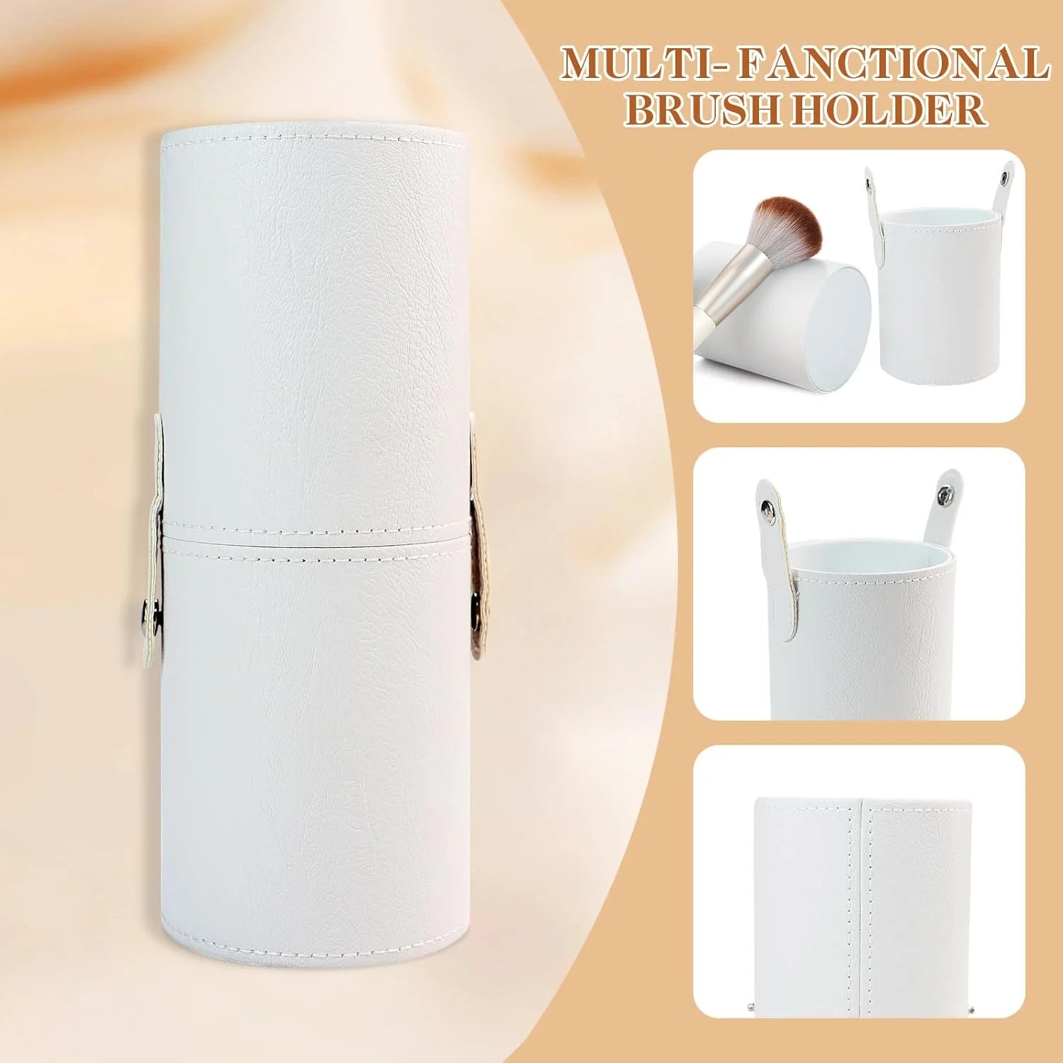 18Pcs Professional Apricot Makeup Brush Set with Travel Case – Soft Synthetic Brushes for Face & Eyes