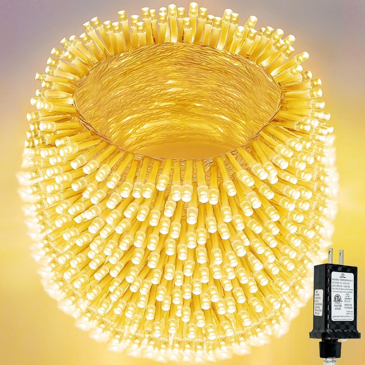 200 LED Warm White Christmas String Lights – 66FT Waterproof with Timer & 13 Modes