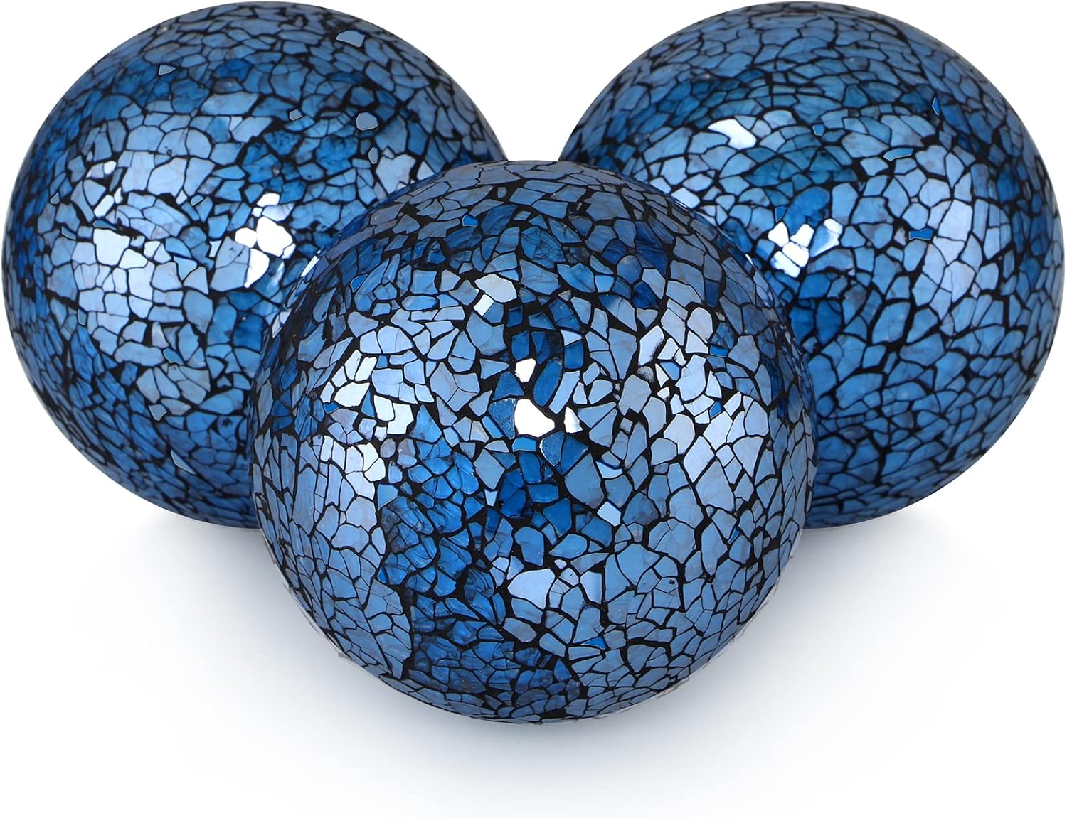 Gold Mosaic Decorative Orbs Set of 3 – 4" Centerpiece Balls
