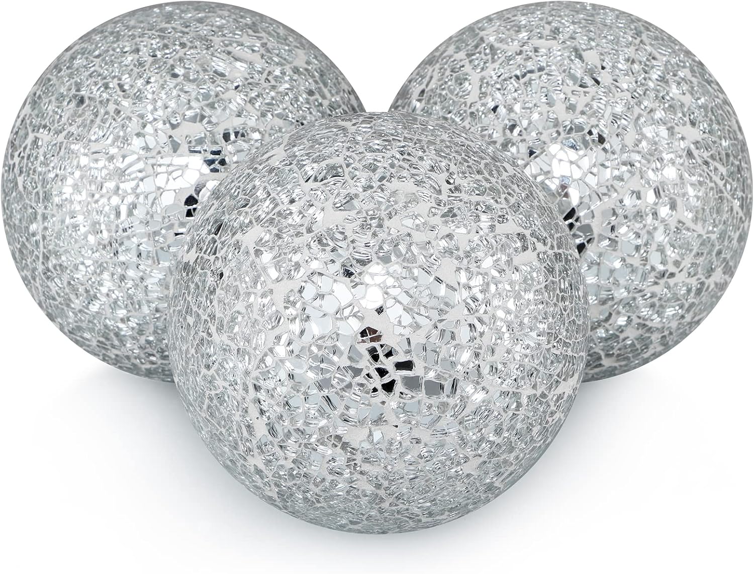 Gold Mosaic Decorative Orbs Set of 3 – 4" Centerpiece Balls
