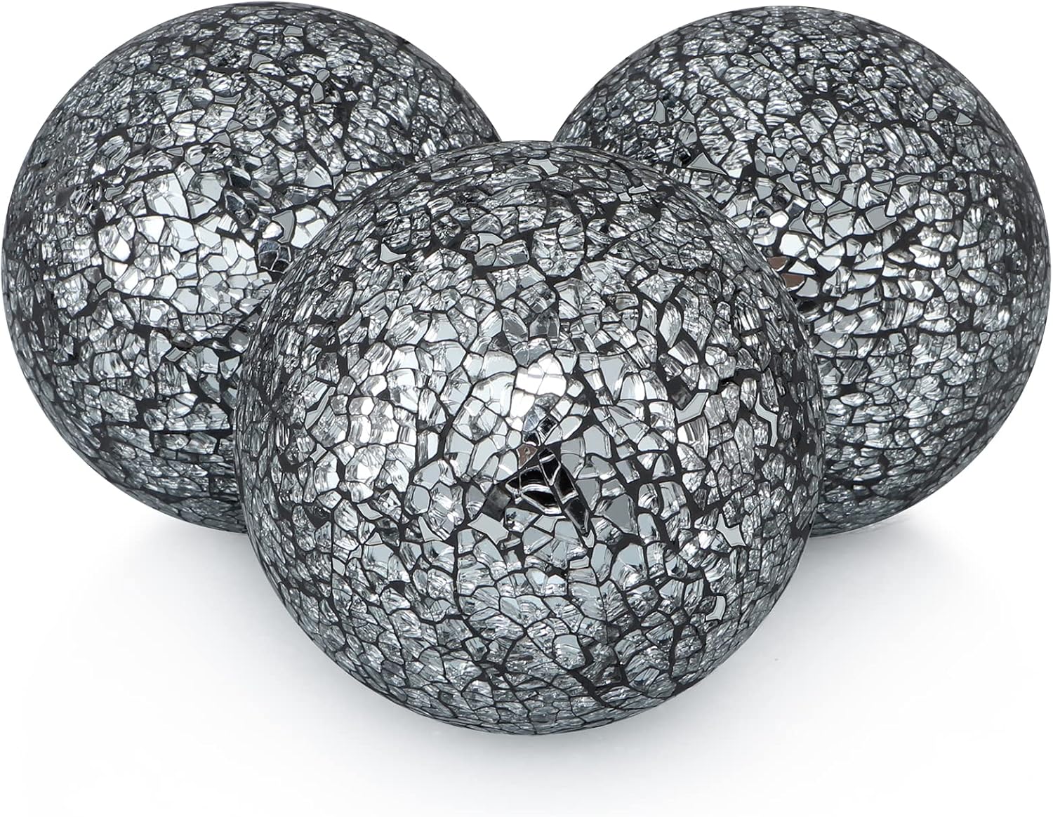 Gold Mosaic Decorative Orbs Set of 3 – 4" Centerpiece Balls