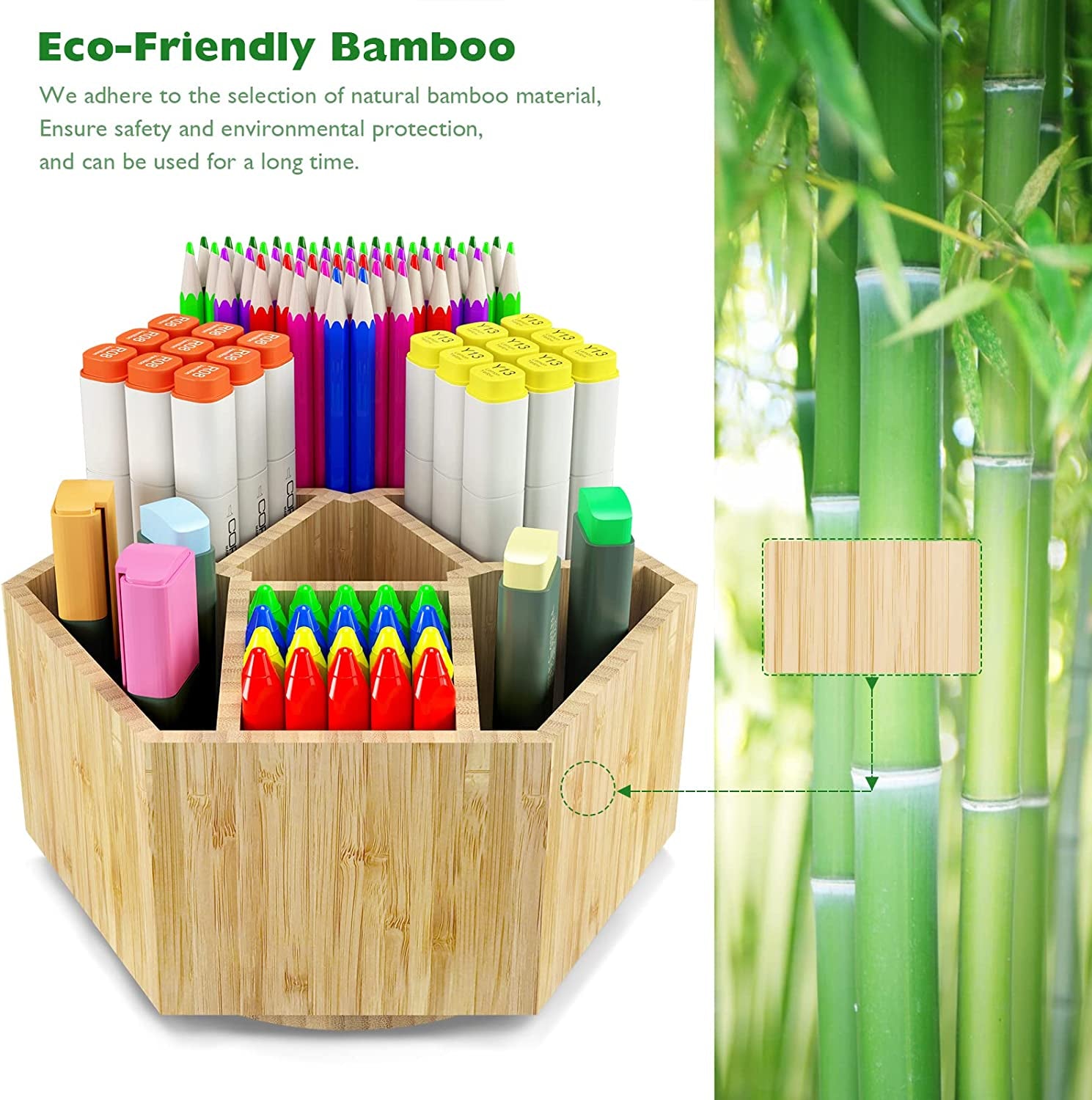 Bamboo Rotating Art Supply Organizer
