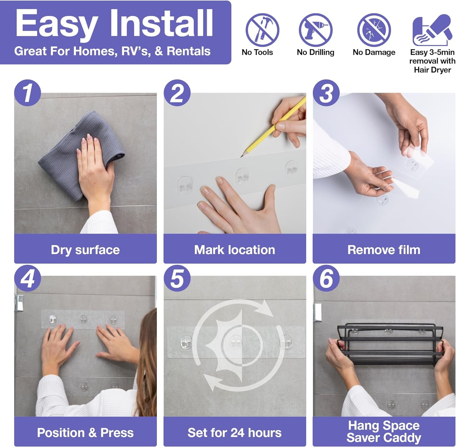 Premium Self-Adhesive Shower Caddy – Matte Black