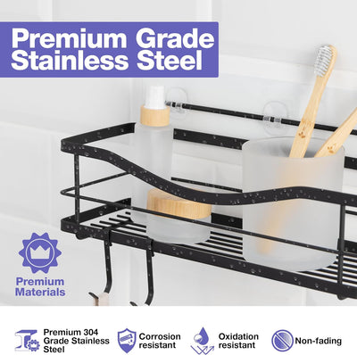 Premium Self-Adhesive Shower Caddy – Matte Black