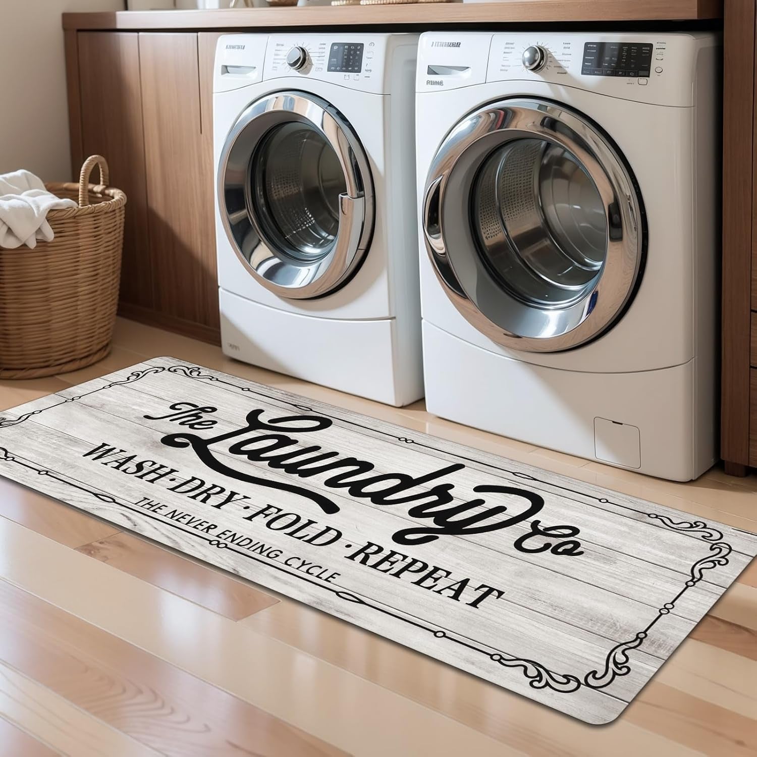 Waterproof Laundry Room Rug Runner 20"x48" – Non-Slip Washable Floor Mat for Kitchen & Bathroom